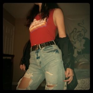 Red vintage style David Bowie tank top